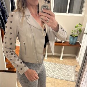Studded Cream Leather Jacket